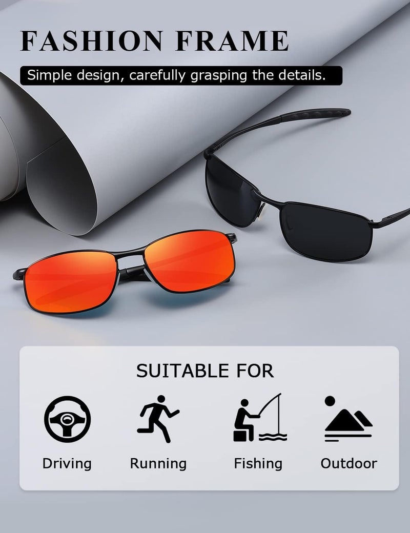 AEVOGUE Polarized Sunglasses For Men Rectangle Metal Frame Retro Sun Glasses AE0395 - Image 4